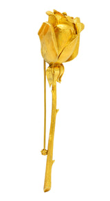 Vintage Tiffany & Co. 18 Karat Yellow Gold Florentine Rose Brooch Wilson's Estate Jewelry