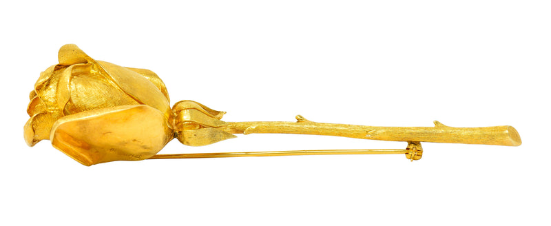 Vintage Tiffany & Co. 18 Karat Yellow Gold Florentine Rose Brooch Wilson's Estate Jewelry