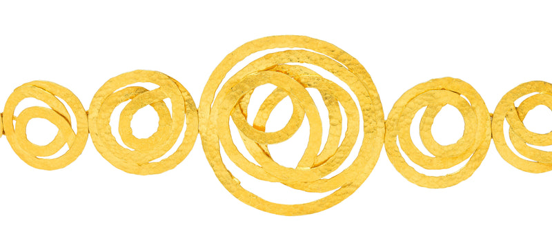 Italian 18 Karat Matte Gold Hammered Circle Braceletbracelet - Wilson's Estate Jewelry