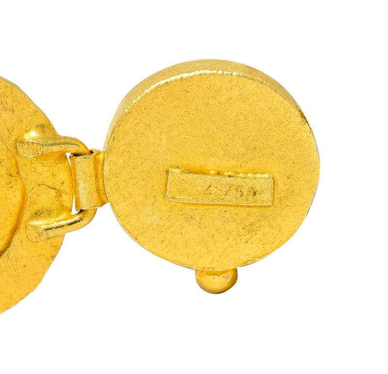 Italian 18 Karat Matte Gold Hammered Circle Braceletbracelet - Wilson's Estate Jewelry