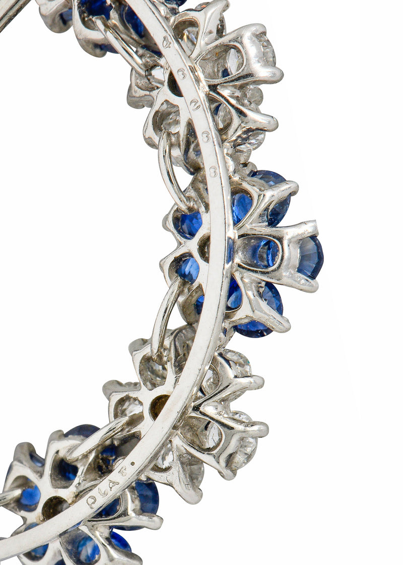 Oscar Heyman Bros. Vintage 5.40 CTW Sapphire Diamond Platinum Floral BroochBrooch - Wilson's Estate Jewelry