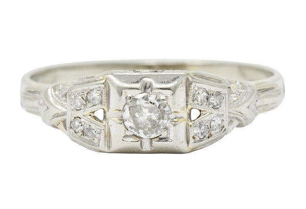 Art Deco 0.25 CTW Diamond 18 Karat White Gold Engagement RingRing - Wilson's Estate Jewelry