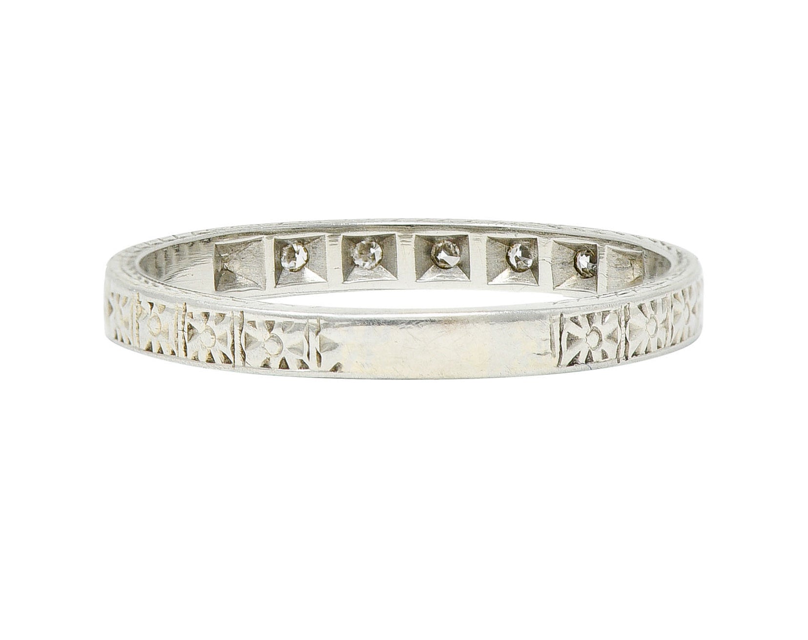 Art Deco Diamond 18 Karat White Gold Orange Blossom Band RingRing - Wilson's Estate Jewelry