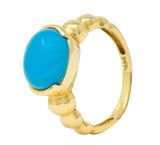 Contemporary Turquoise Cabochon 14 Karat Gold Stacking RingRing - Wilson's Estate Jewelry