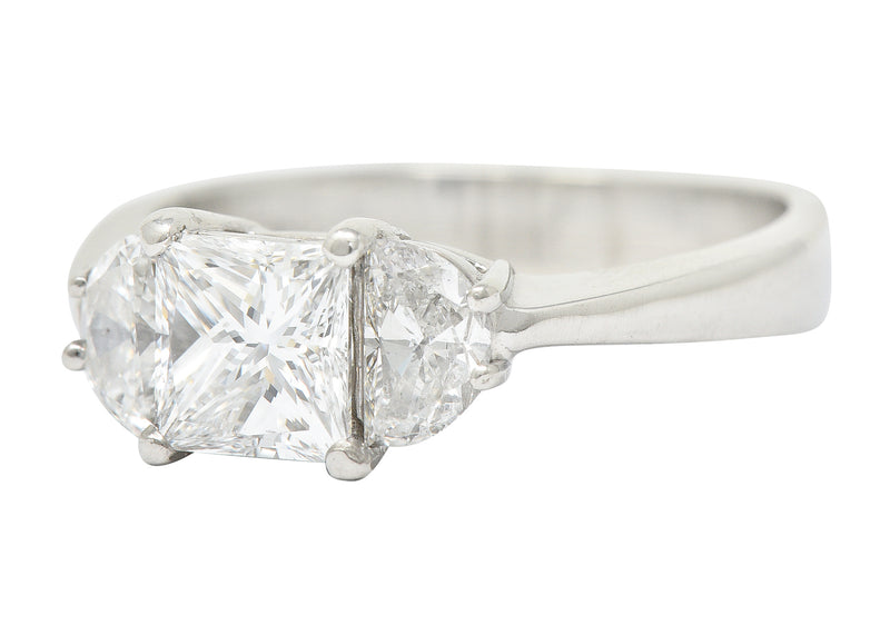 JB Star 1.55 CTW Princess Cut Diamond Platinum Engagement Ring GIA Wilson's Estate Jewelry
