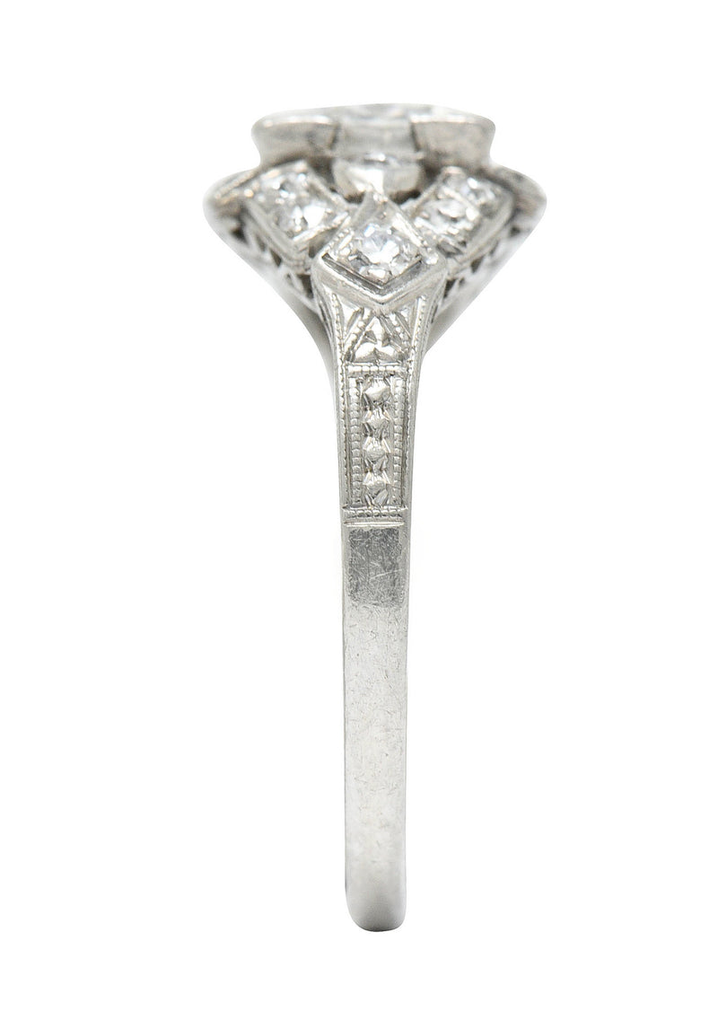 1930's Art Deco 1.20 CTW Diamond Platinum Geometric Band RingRing - Wilson's Estate Jewelry