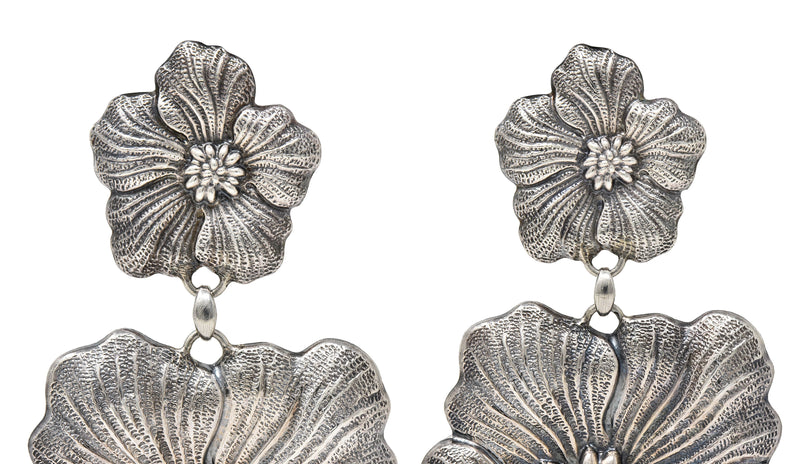 Buccellati Sterling Silver Gardenia Blossom Flower Drop EarringsEarrings - Wilson's Estate Jewelry