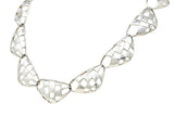 1987 Angela Cummings Sterling Silver Checkerboard Link Collar Necklace Wilson's Estate Jewelry