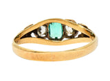 Art Nouveau 0.47 Emerald Diamond 14 Karat Gold Foliate Band RingRing - Wilson's Estate Jewelry