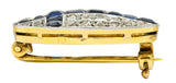 French Edwardian Sapphire Diamond Platinum-Topped 18 Karat Gold Cross BroochBrooch - Wilson's Estate Jewelry
