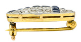 French Edwardian Sapphire Diamond Platinum-Topped 18 Karat Gold Cross BroochBrooch - Wilson's Estate Jewelry