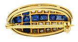 French Edwardian Sapphire Diamond Platinum-Topped 18 Karat Gold Cross BroochBrooch - Wilson's Estate Jewelry
