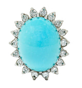 Modern Turquoise Diamond 14 Karat White Gold Cluster RingRing - Wilson's Estate Jewelry