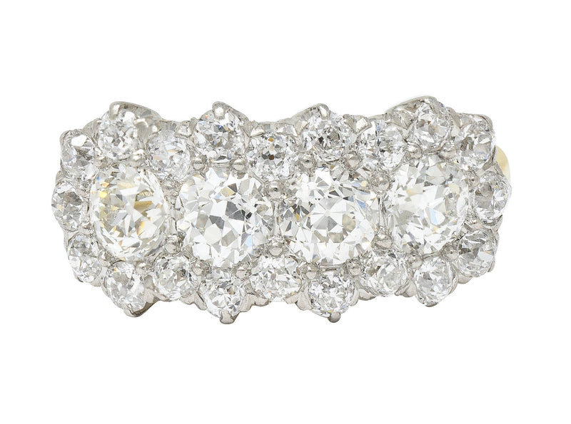 Edwardian 2.65 CTW Diamond Platinum-Topped 18 Karat Gold Cluster Band RingRing - Wilson's Estate Jewelry