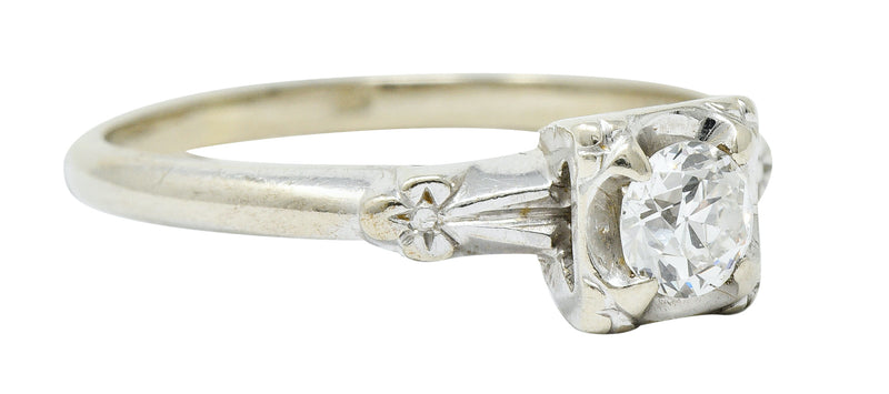 Retro 0.40 CTW Diamond 14 Karat White Gold Blossom Engagement RingRing - Wilson's Estate Jewelry