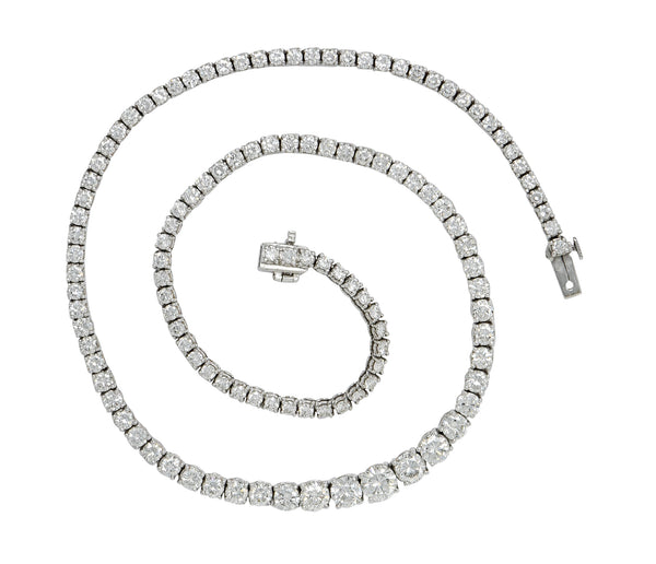 Vintage 14.00 CTW Graduated Diamond Platinum Riviera NecklaceNecklace - Wilson's Estate Jewelry