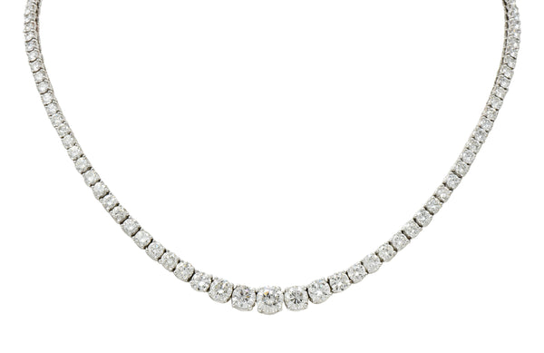 Vintage 14.00 CTW Graduated Diamond Platinum Riviera NecklaceNecklace - Wilson's Estate Jewelry