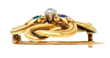French Victorian Emerald Diamond Sapphire Ruby 18 Karat Gold Snake BroochBrooch - Wilson's Estate Jewelry
