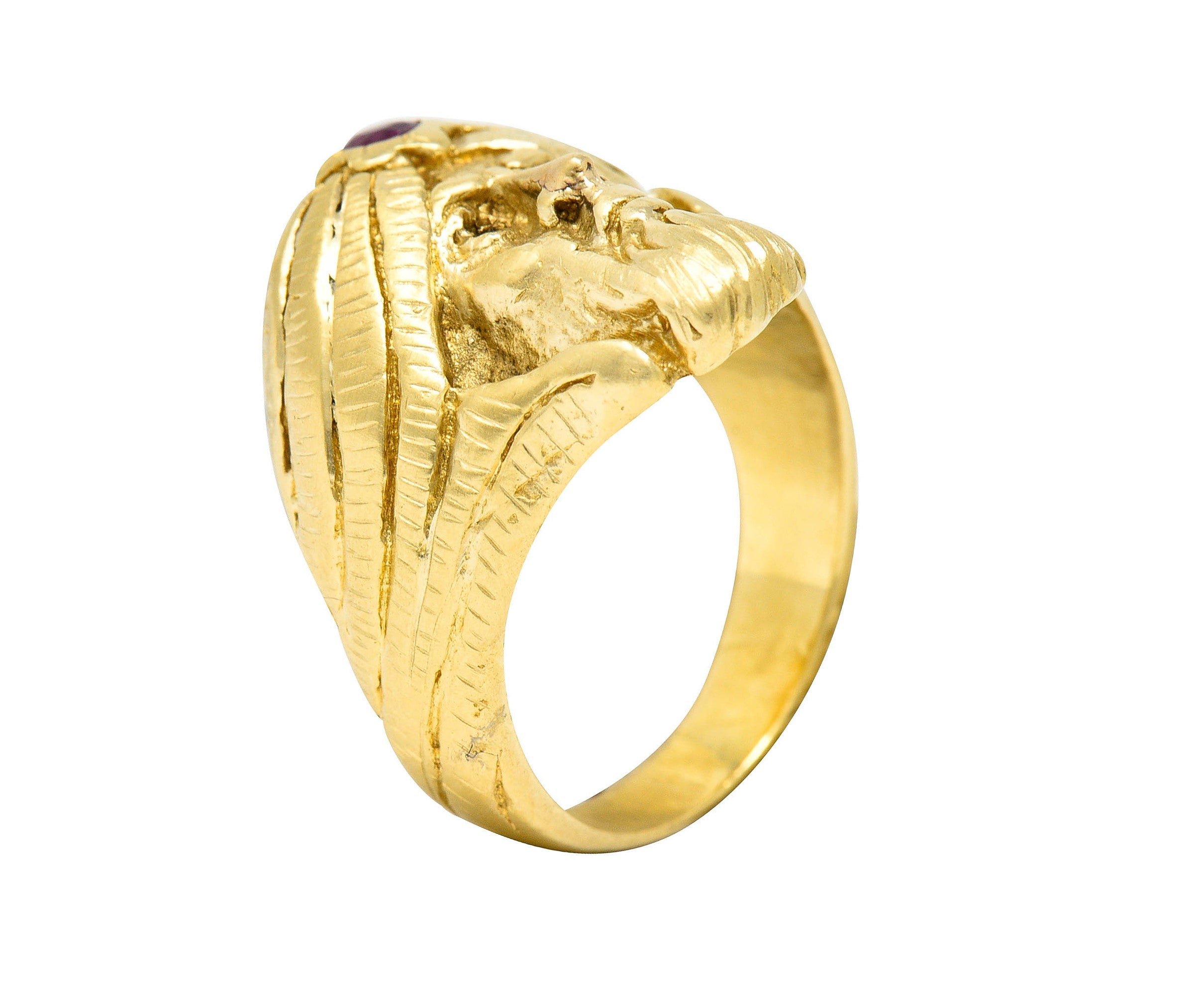 Art Nouveau Ruby Diamond 14 Karat Gold Wise Man RingRing - Wilson's Estate Jewelry