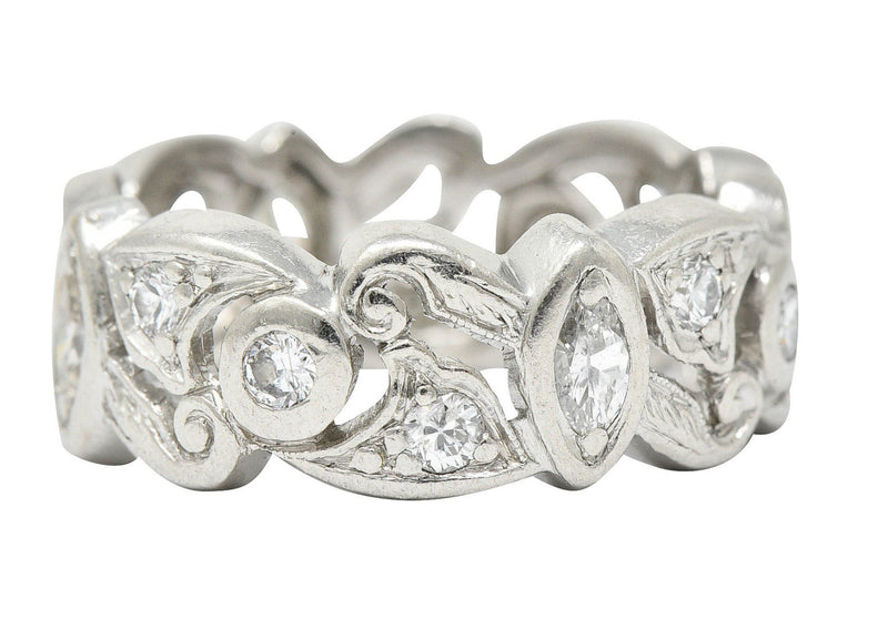 Vintage 0.65 CTW Diamond Platinum Scrolling Eternity Band RingRing - Wilson's Estate Jewelry