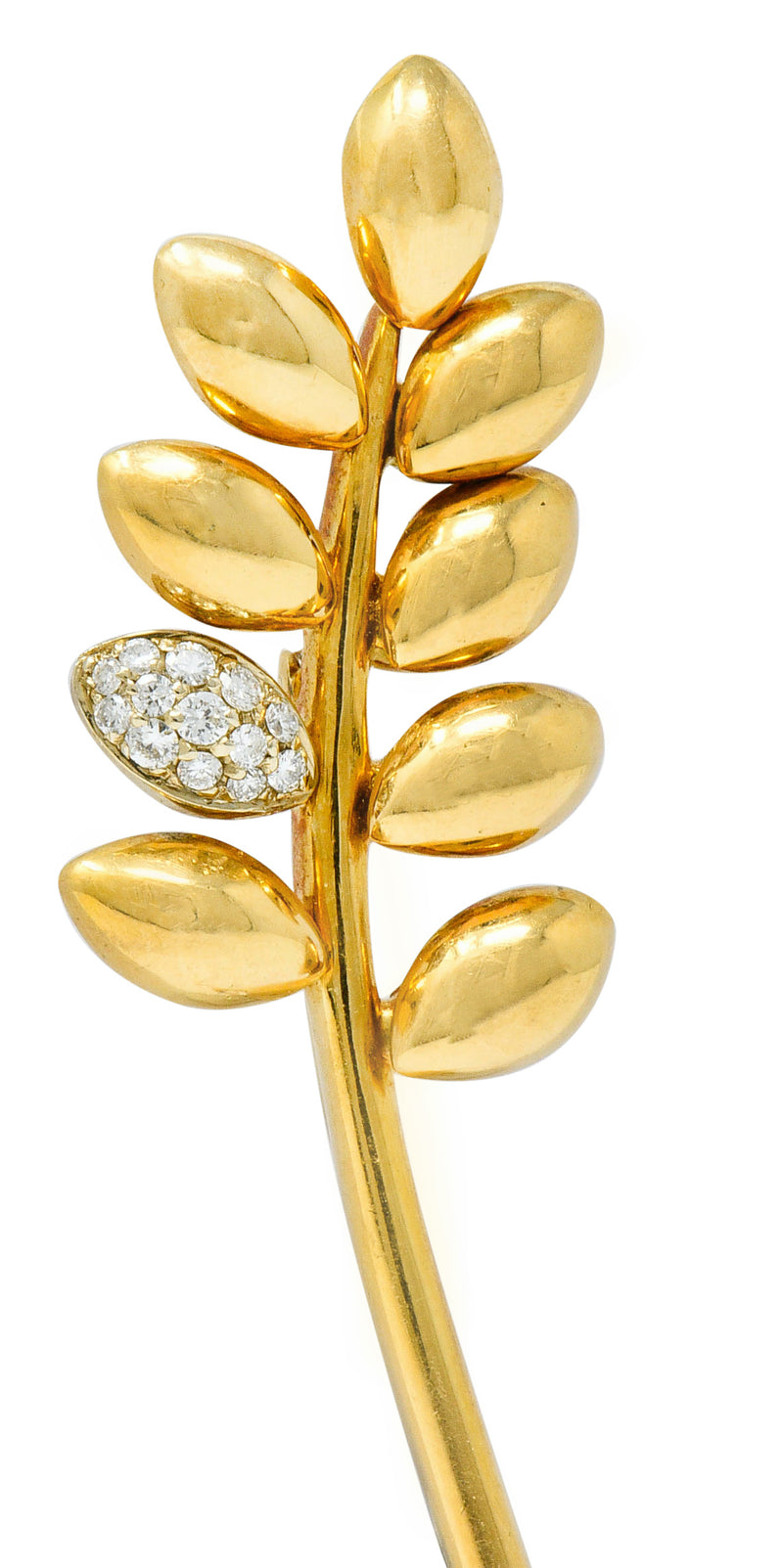 Vintage Pave Diamond 18 Karat Gold Tremblant Wheat BroochBrooch - Wilson's Estate Jewelry