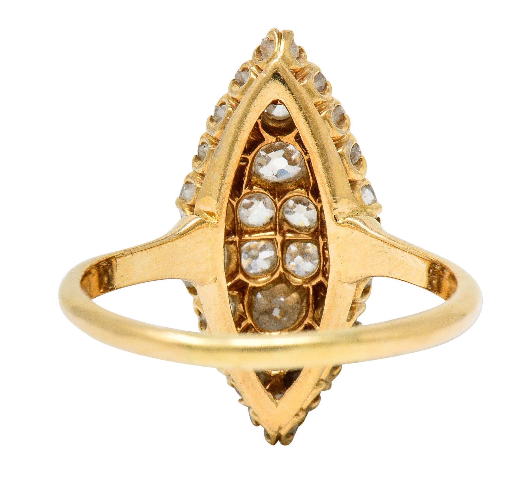 Late Victorian 2.40 CTW Diamond 14 Karat Gold Navette Cluster RingRing - Wilson's Estate Jewelry