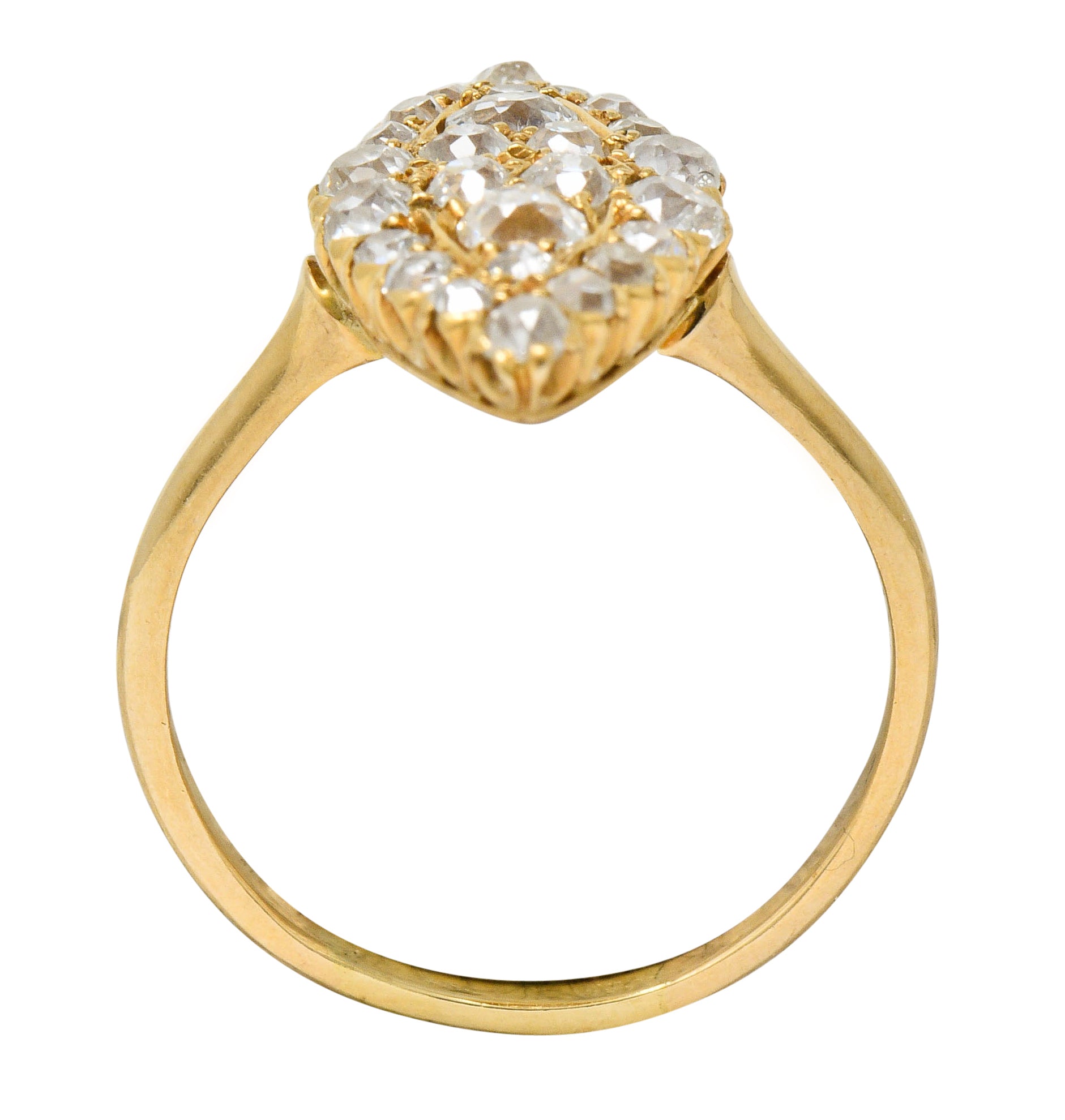 Late Victorian 2.40 CTW Diamond 14 Karat Gold Navette Cluster RingRing - Wilson's Estate Jewelry