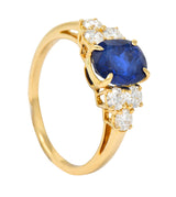 French Alexandre Reza 2.68 CTW No Heat Burma Sapphire Diamond 18 Karat Yellow Gold Ring AGL Wilson's Estate Jewelry
