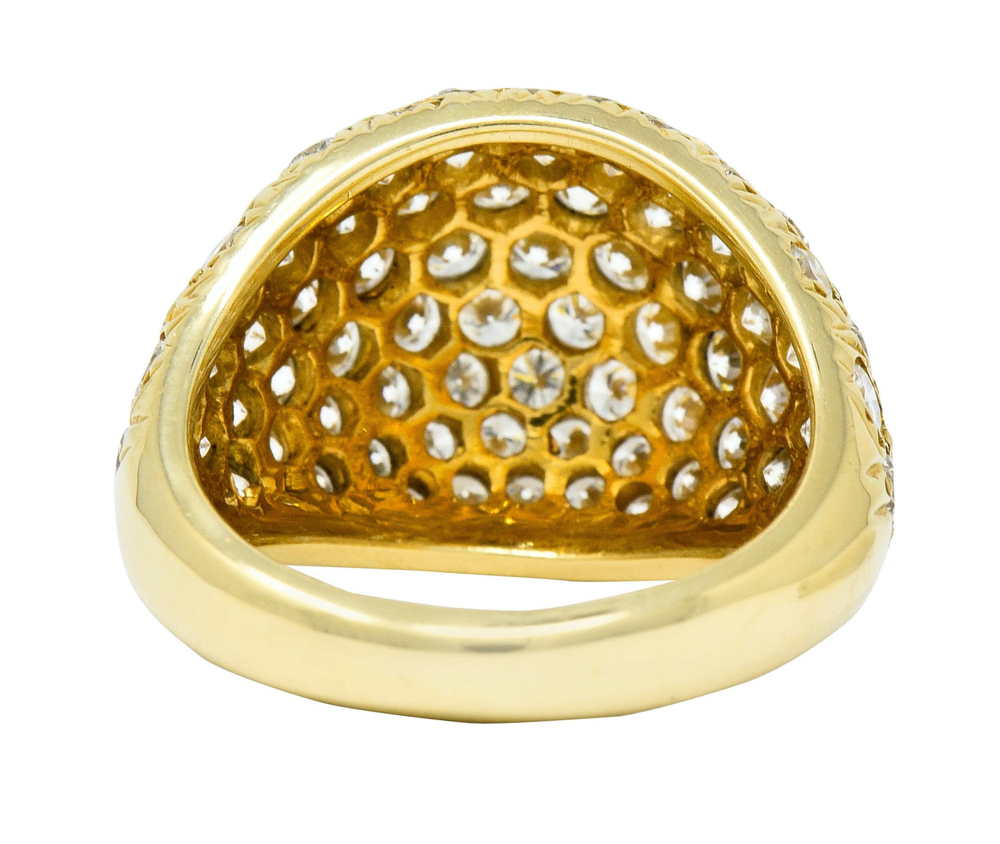 Vintage 3.75 CTW Pave Diamond 14 Karat Gold Bombay Band Ring - Wilson's Estate Jewelry