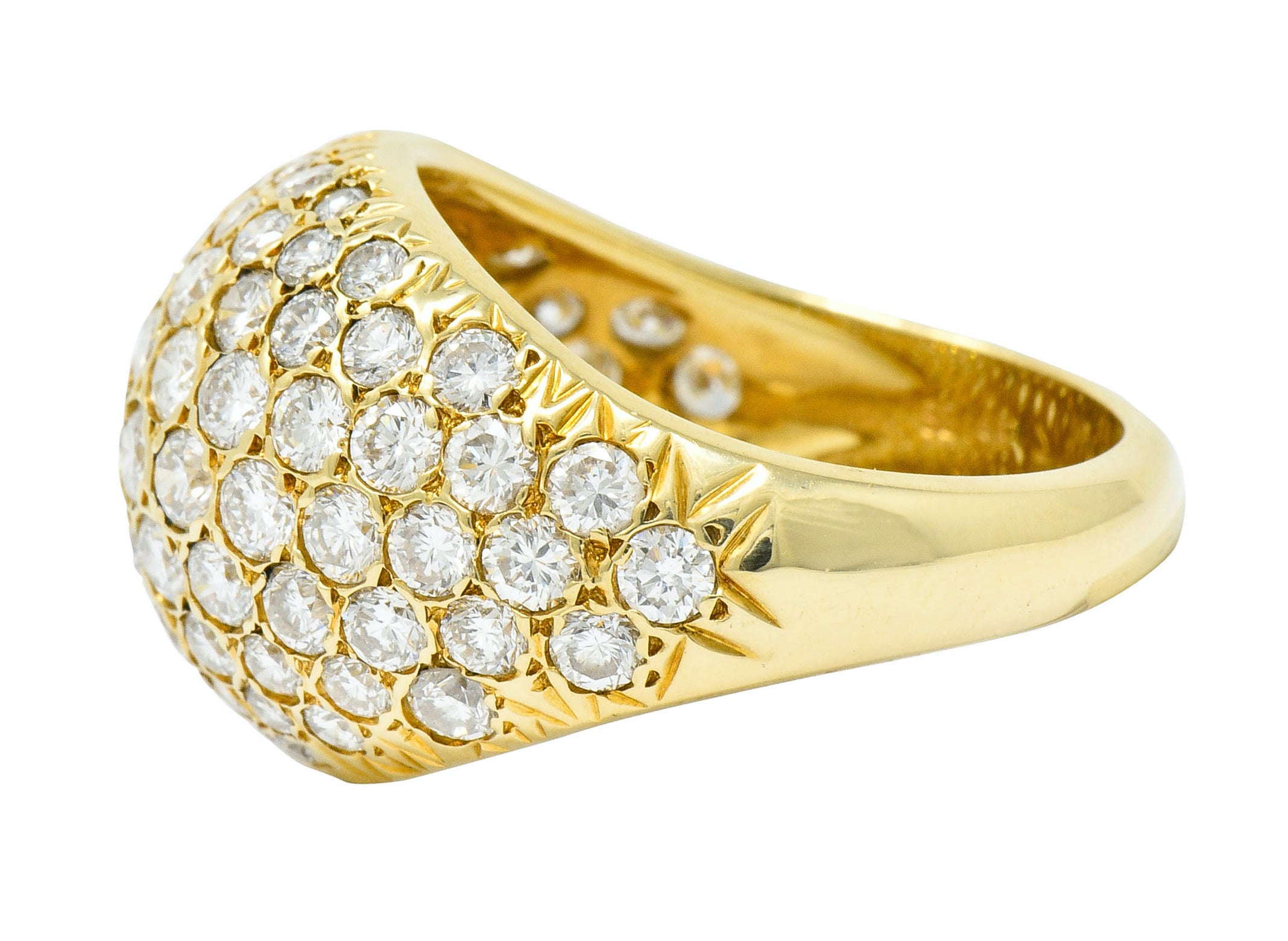 Vintage 3.75 CTW Pave Diamond 14 Karat Gold Bombay Band Ring - Wilson's Estate Jewelry