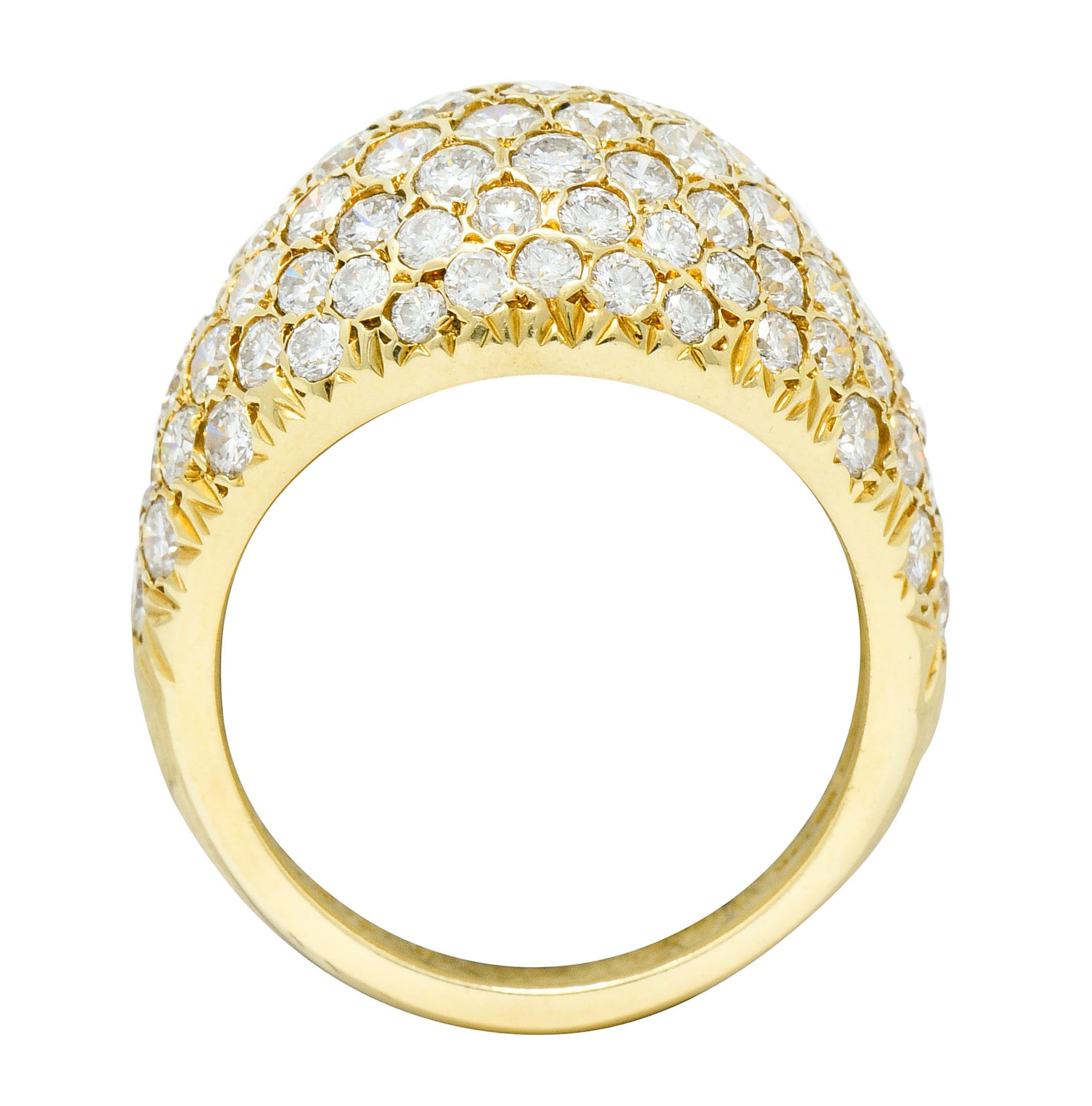Vintage 3.75 CTW Pave Diamond 14 Karat Gold Bombay Band Ring - Wilson's Estate Jewelry
