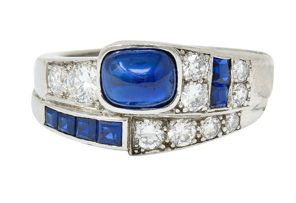 Art Deco Maurice Tishman Sapphire Diamond Platinum Band RingRing - Wilson's Estate Jewelry