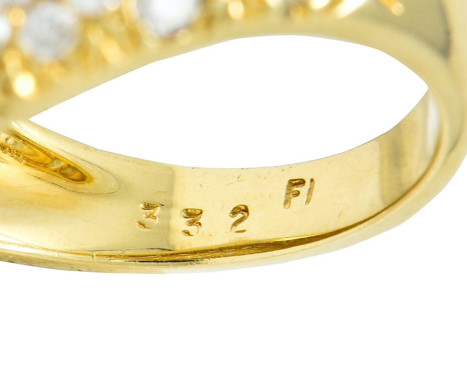 Vintage 3.75 CTW Pave Diamond 14 Karat Gold Bombay Band Ring - Wilson's Estate Jewelry