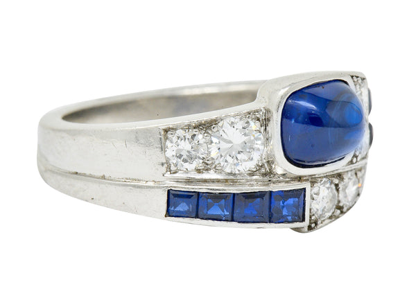Art Deco Maurice Tishman Sapphire Diamond Platinum Band RingRing - Wilson's Estate Jewelry