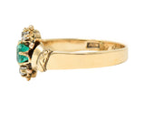 1890's Allsopp Bros. 0.55 CTW Emerald Diamond 14 Karat Gold Three Stone RingRing - Wilson's Estate Jewelry