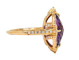 Romantic Amethyst Diamond 18 Karat Rose Gold Cocktail RingRing - Wilson's Estate Jewelry