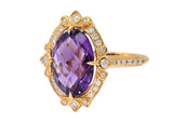 Romantic Amethyst Diamond 18 Karat Rose Gold Cocktail RingRing - Wilson's Estate Jewelry