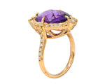 Romantic Amethyst Diamond 18 Karat Rose Gold Cocktail RingRing - Wilson's Estate Jewelry