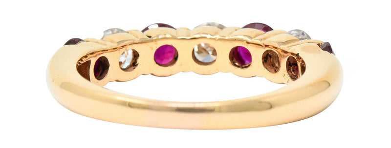 Vintage 1.92 CTW Diamond Ruby 18 Karat Rose Gold Band RingRing - Wilson's Estate Jewelry