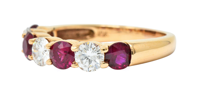 Vintage 1.92 CTW Diamond Ruby 18 Karat Rose Gold Band RingRing - Wilson's Estate Jewelry