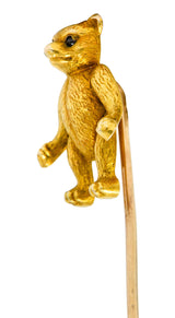 Victorian Garnet 14 Karat Gold Teddy Bear StickpinStick Pin - Wilson's Estate Jewelry