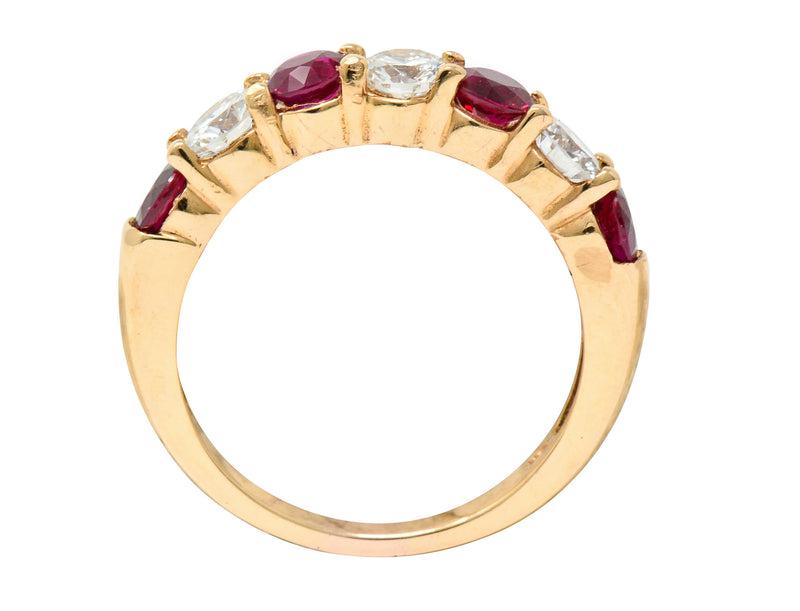 Vintage 1.92 CTW Diamond Ruby 18 Karat Rose Gold Band RingRing - Wilson's Estate Jewelry