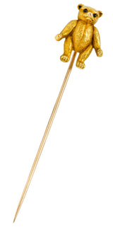 Victorian Garnet 14 Karat Gold Teddy Bear StickpinStick Pin - Wilson's Estate Jewelry