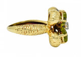 David Trabich 1980's Vintage 2.90 CTW Peridot Diamond 14 Karat Gold Clover RingRing - Wilson's Estate Jewelry