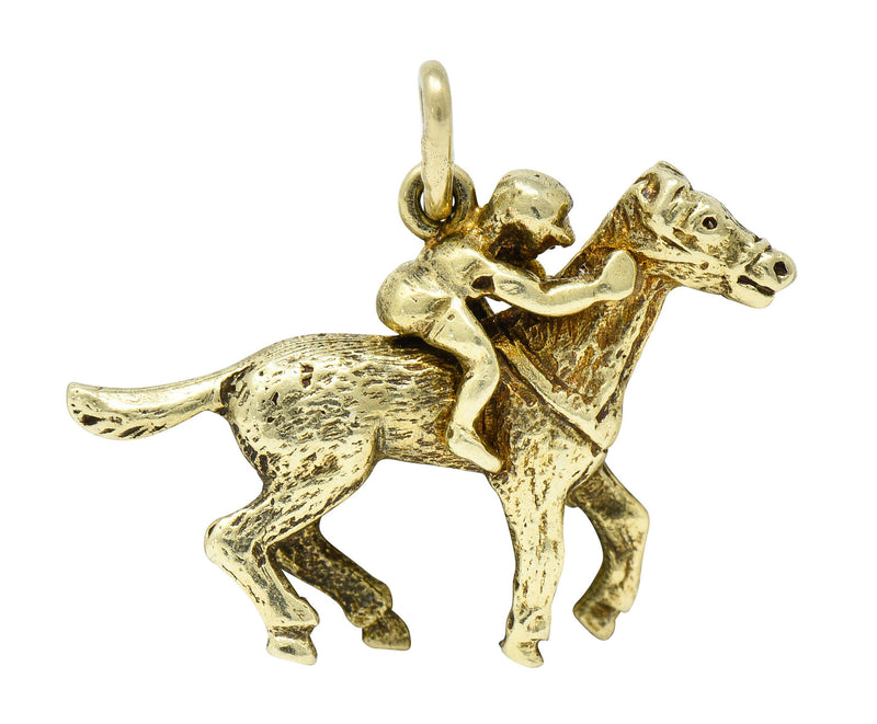 Art Nouveau 14 Karat Gold Racehorse & Jockey Charmcharm - Wilson's Estate Jewelry