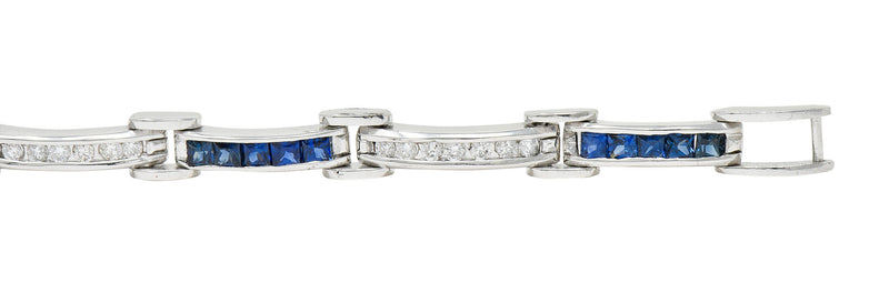 Vintage Sapphire Diamond Platinum Link Braceletbracelet - Wilson's Estate Jewelry