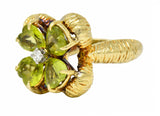 David Trabich 1980's Vintage 2.90 CTW Peridot Diamond 14 Karat Gold Clover RingRing - Wilson's Estate Jewelry