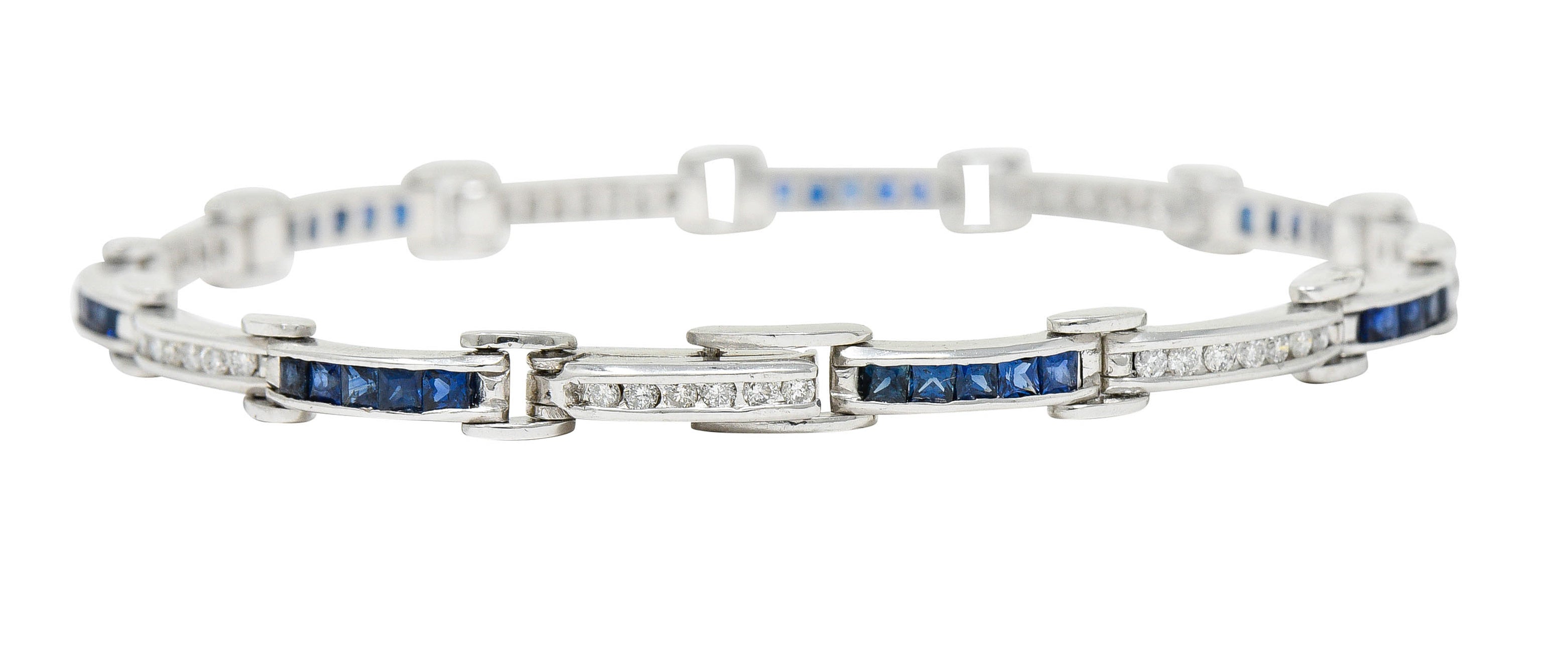 Vintage Sapphire Diamond Platinum Link Braceletbracelet - Wilson's Estate Jewelry