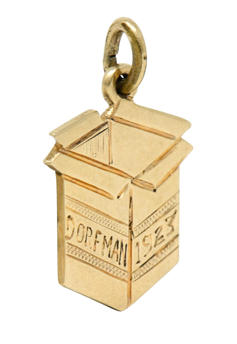 1923 Early Art Deco 14 Karat Gold Dorfman Box Charmcharm - Wilson's Estate Jewelry