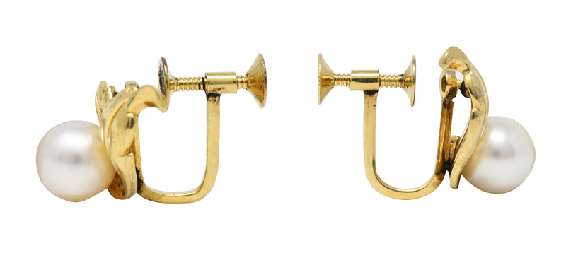 Mikimoto Retro Cultured Pearl 14 Karat Gold Screwback EarringsEarrings - Wilson's Estate Jewelry